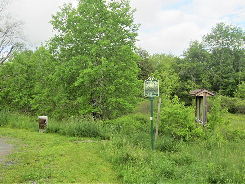 The Great Swamp historical marker installed at the Thomas Darling Preserve on June 5, 2017.