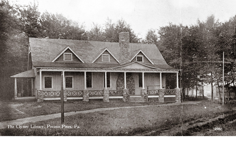 The original Clymer Library on Pocono Pines Assembly grounds, subsequently Lutherland and today, the Pine Crest Lake complex in Pocono Pines.